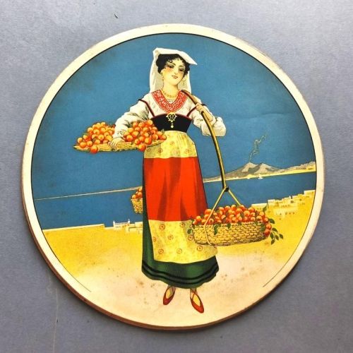 Lámina litográfica de caja de naranjas.