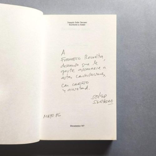 Escritores a Fondo. Conversaciones con las grandes figuras literarias de nuestro tiempo. Prólogo de Juan Antonio Vallejo-Nágera. (Ejemplar dedicado).